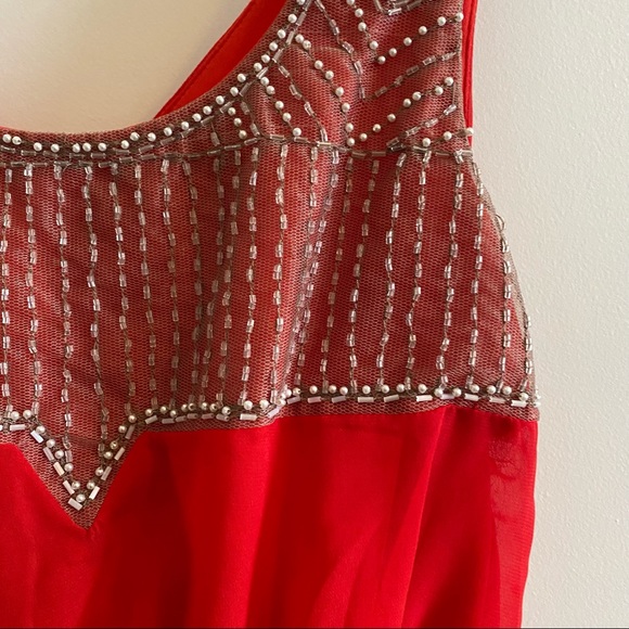Beaded Red Mini Dress - Picture 6 of 12